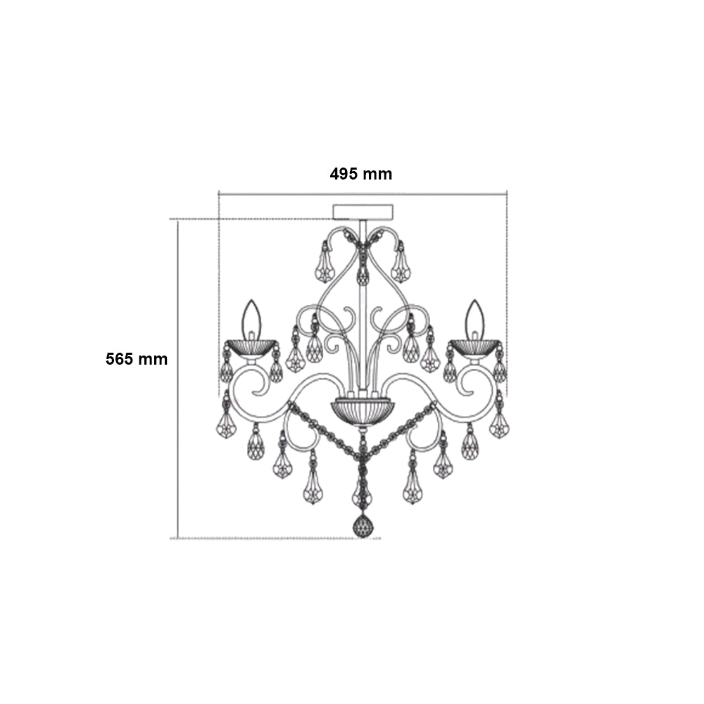 FORUM VELA 5LT Chandelier Ceiling Mounted Chrome Clear Cut Glass G9 Base-IP44