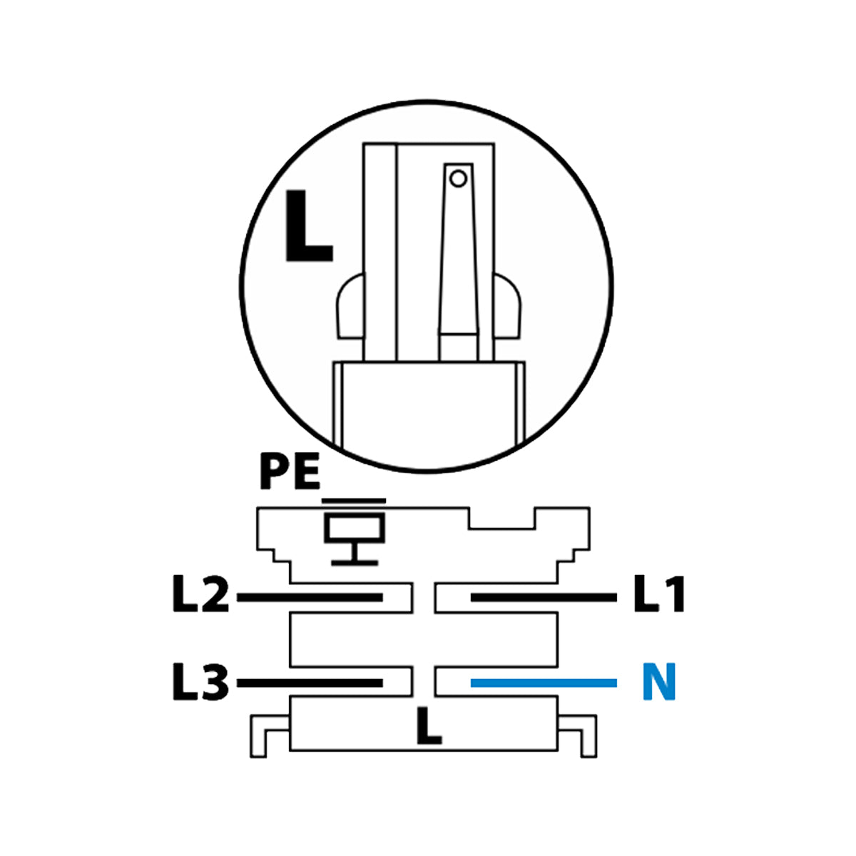 Kanlux TEAR N PCON L Power Feed Connector for 3 Circuit Track Rail System - Left Plug Connection