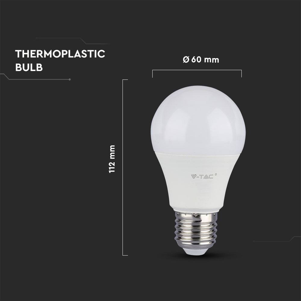 VTAC VT-2099 9W LED A60 Thermoplastic Light Bulb , E27 Base, 6400K, Non-Dimmable Pack of 3