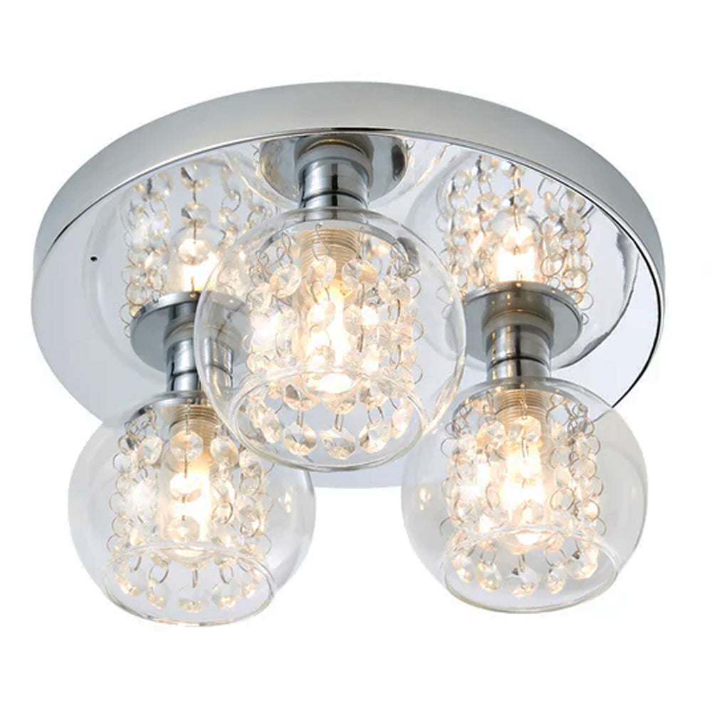 FORUM Megara 3LT Ceiling Flush Light Chrome G9-IP44