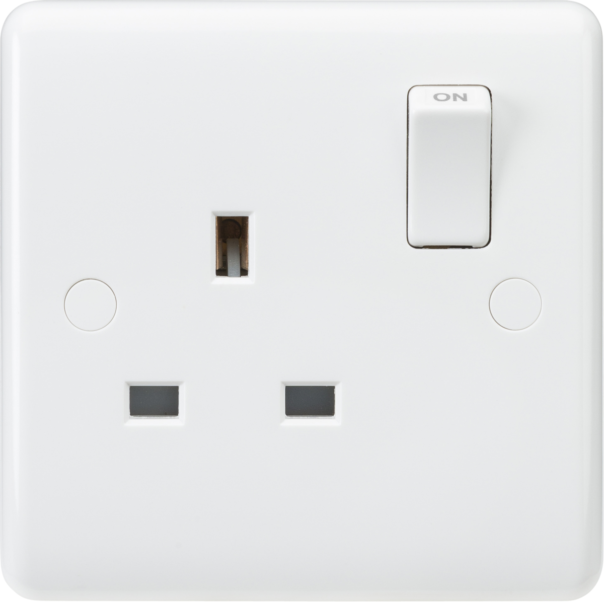 Knightsbridge Curved Edge White Plastic ASTA Approved Single Socket Range Switch Unswitched USB