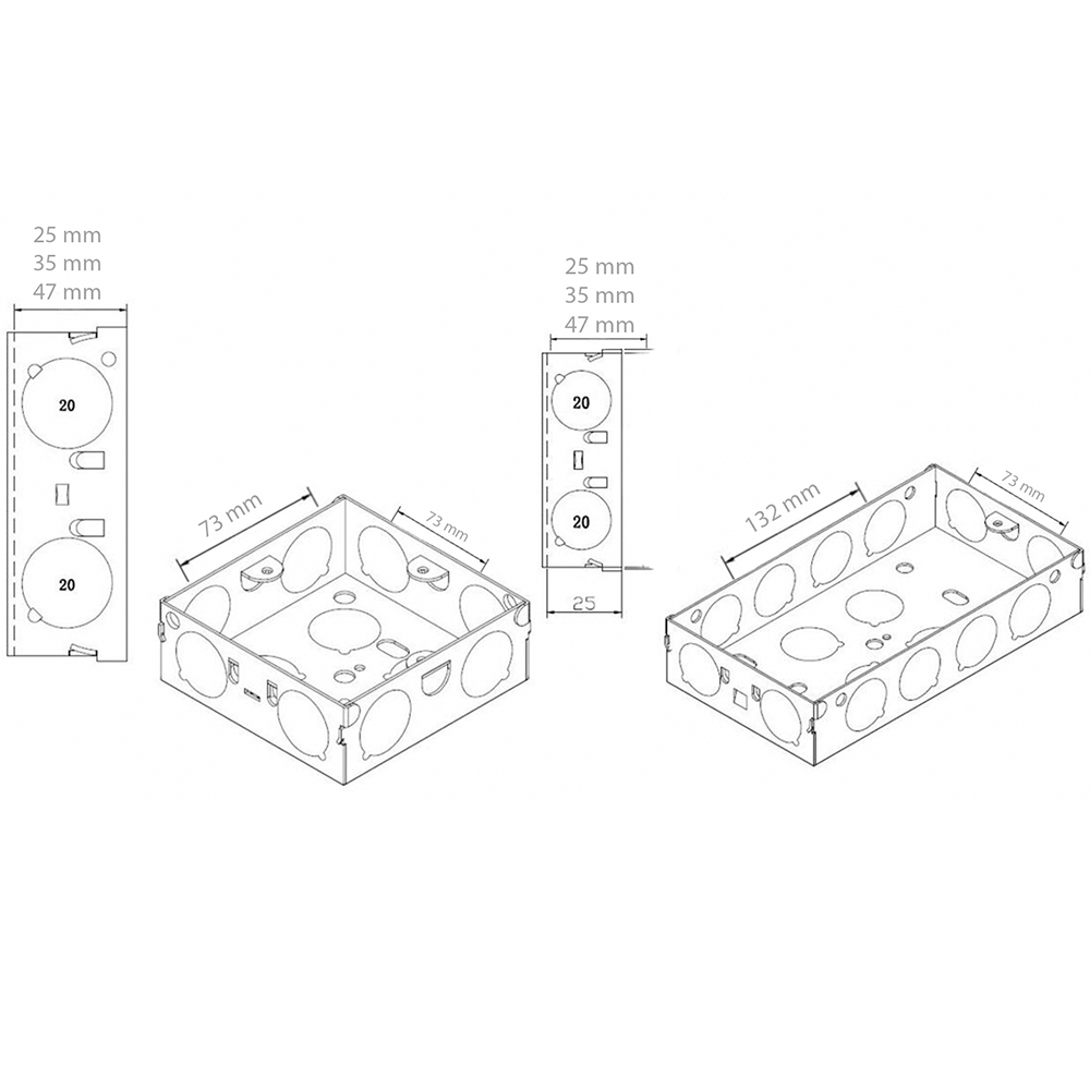 Knightsbridge Galvanised Steel Back Boxes Range in Pack of 5 or 10