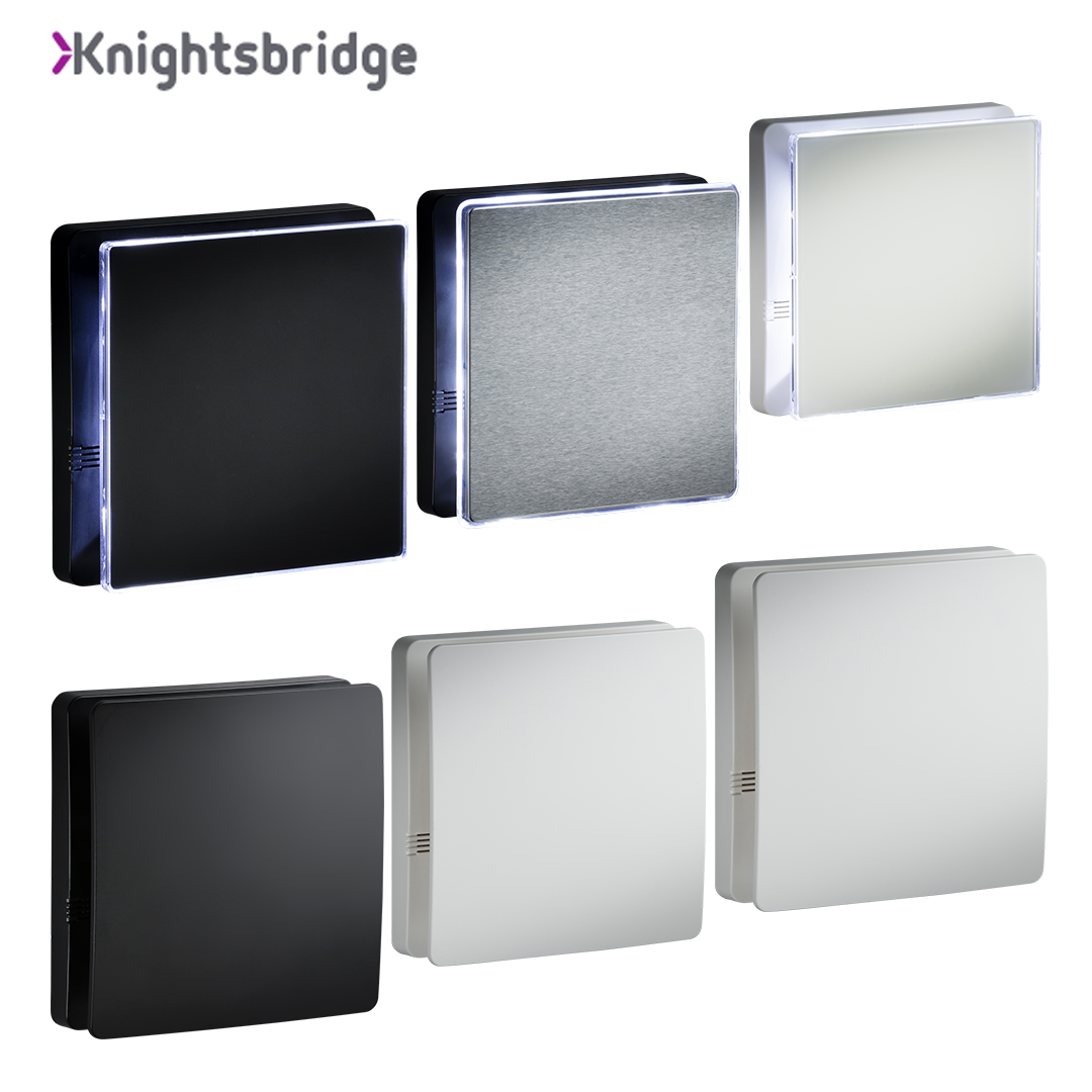 Knightsbridge - IP45 100MM/4" LED Backlit Extractor Fan with Over Run Timer & Humidistat With Multicolour Options