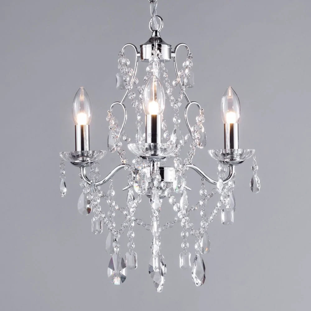 FORUM Annalee 3LT Ceiling Mounted Chandelier Chrome/Clear G9-IP44