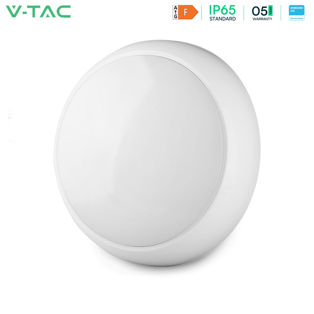 V-Tac VT Series LED Surface Mounted Bulkhead Dome Lights 4000k with Samsung Chips - With Sensor, Emergency & Multi Wattage Option