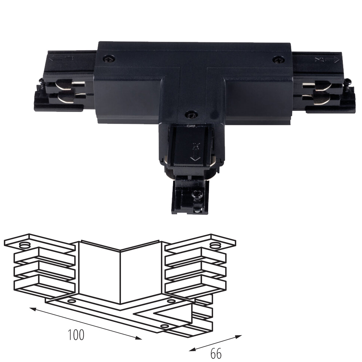 Kanlux TEAR N CON-T RRL T Shape Branched 3 Circuit 3C Track Rail Connector - Right Right Left