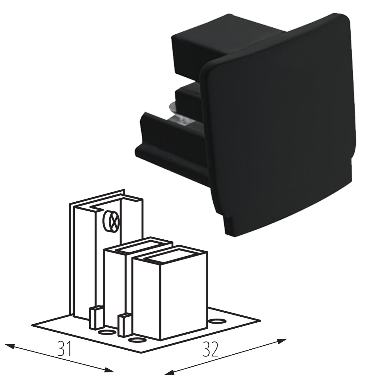 Kanlux TEAR N EPLUG End Cap Dead Connector for 3C 3 Circuit Track Rail System