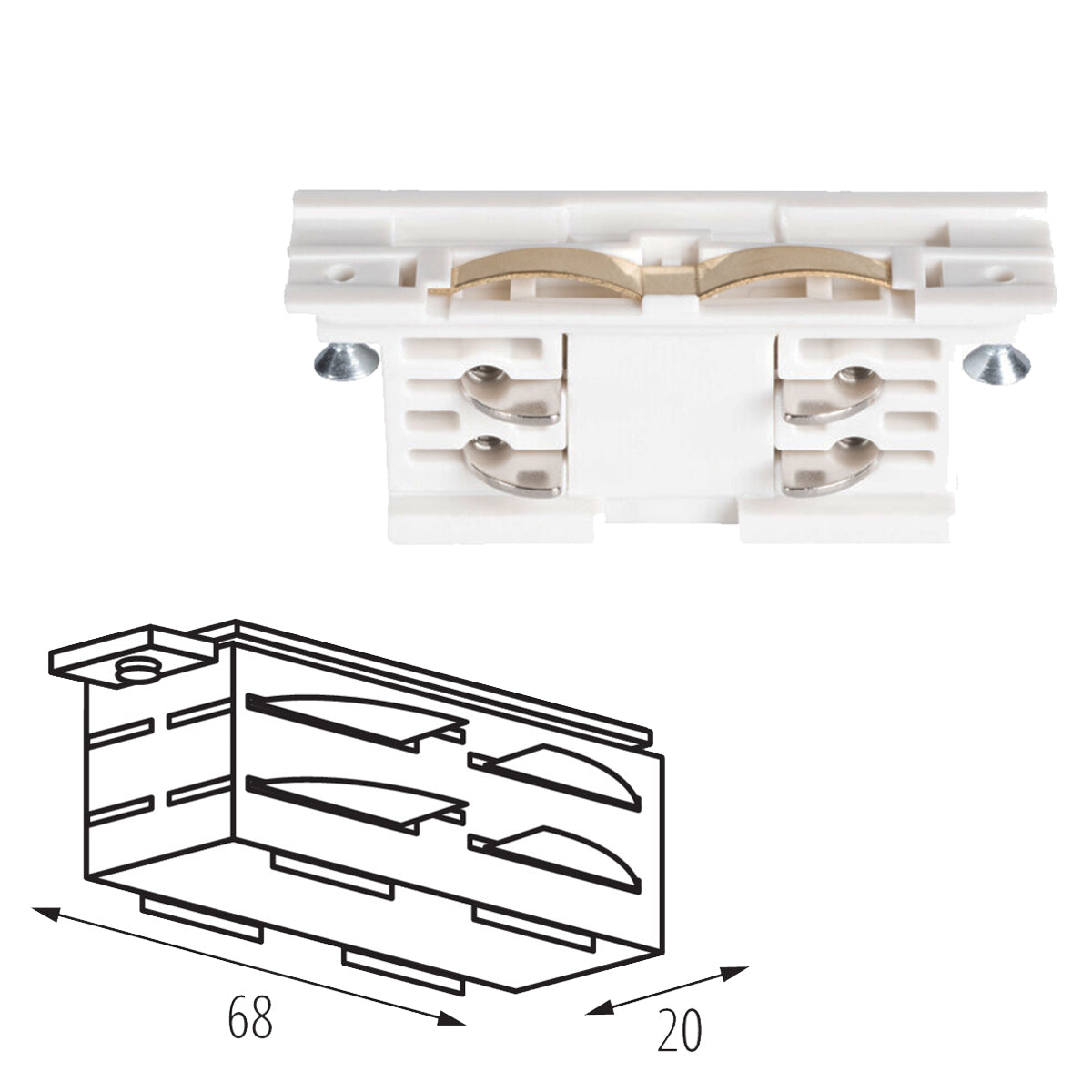 Kanlux TEAR N ICON-I I Type Straight Internal Power Connector for 3C 3 Circuit Track Rail