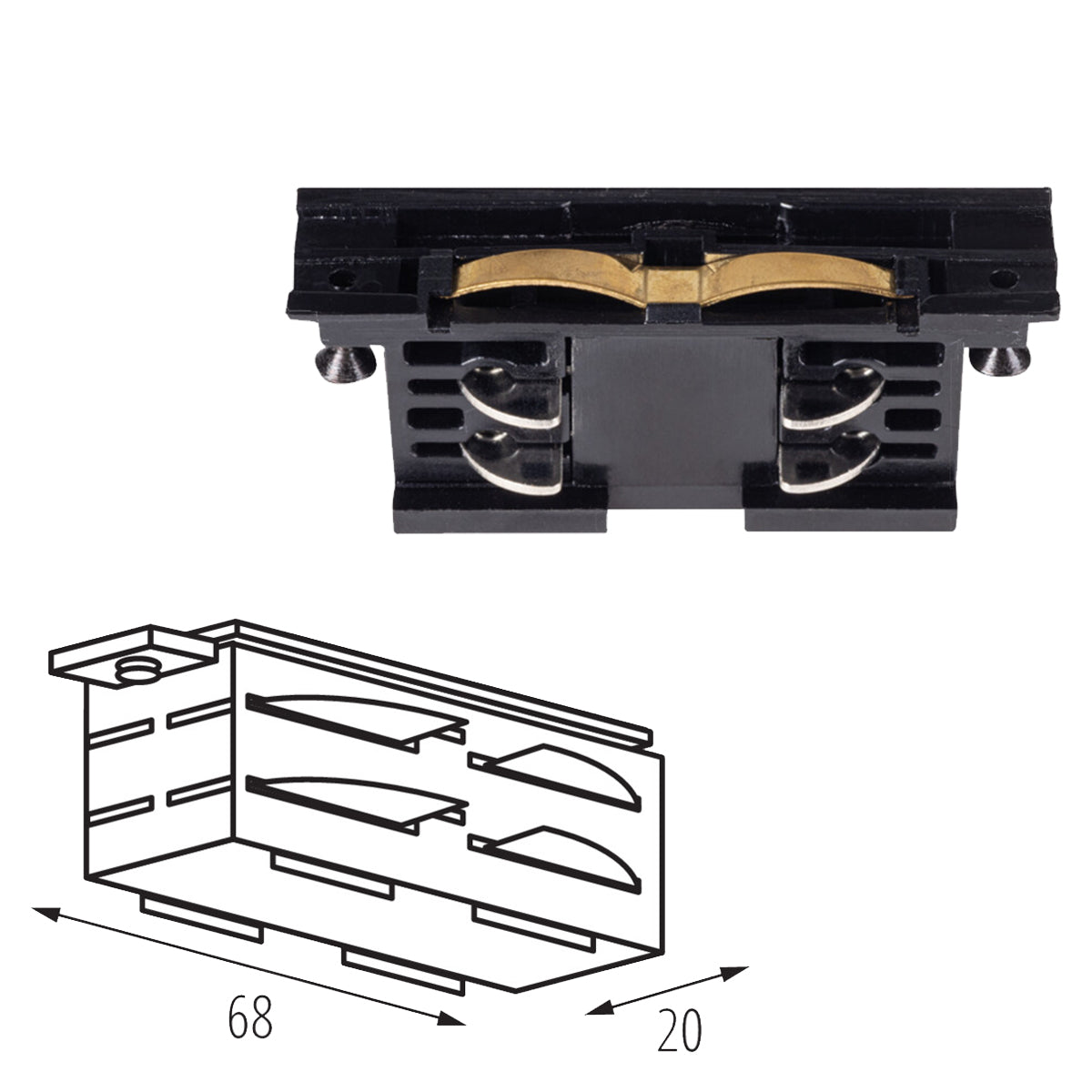 Kanlux TEAR N ICON-I I Type Straight Internal Power Connector for 3C 3 Circuit Track Rail