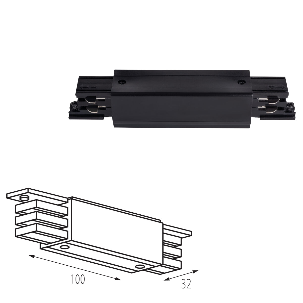 Kanlux TEAR N CON-I Inline I Type Straight Internal Power Connector for 3C 3 Circuit Track Length