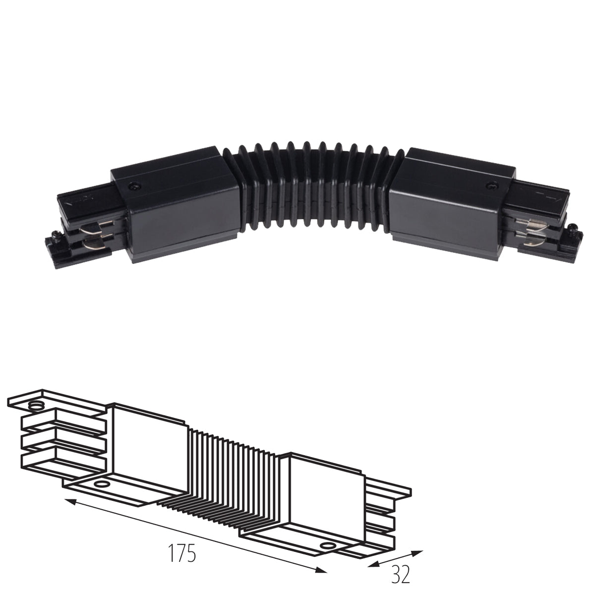 Kanlux TEAR N CON-I FLEX 3C 3 Circuit Soft Flexible Inline Track Power Connector