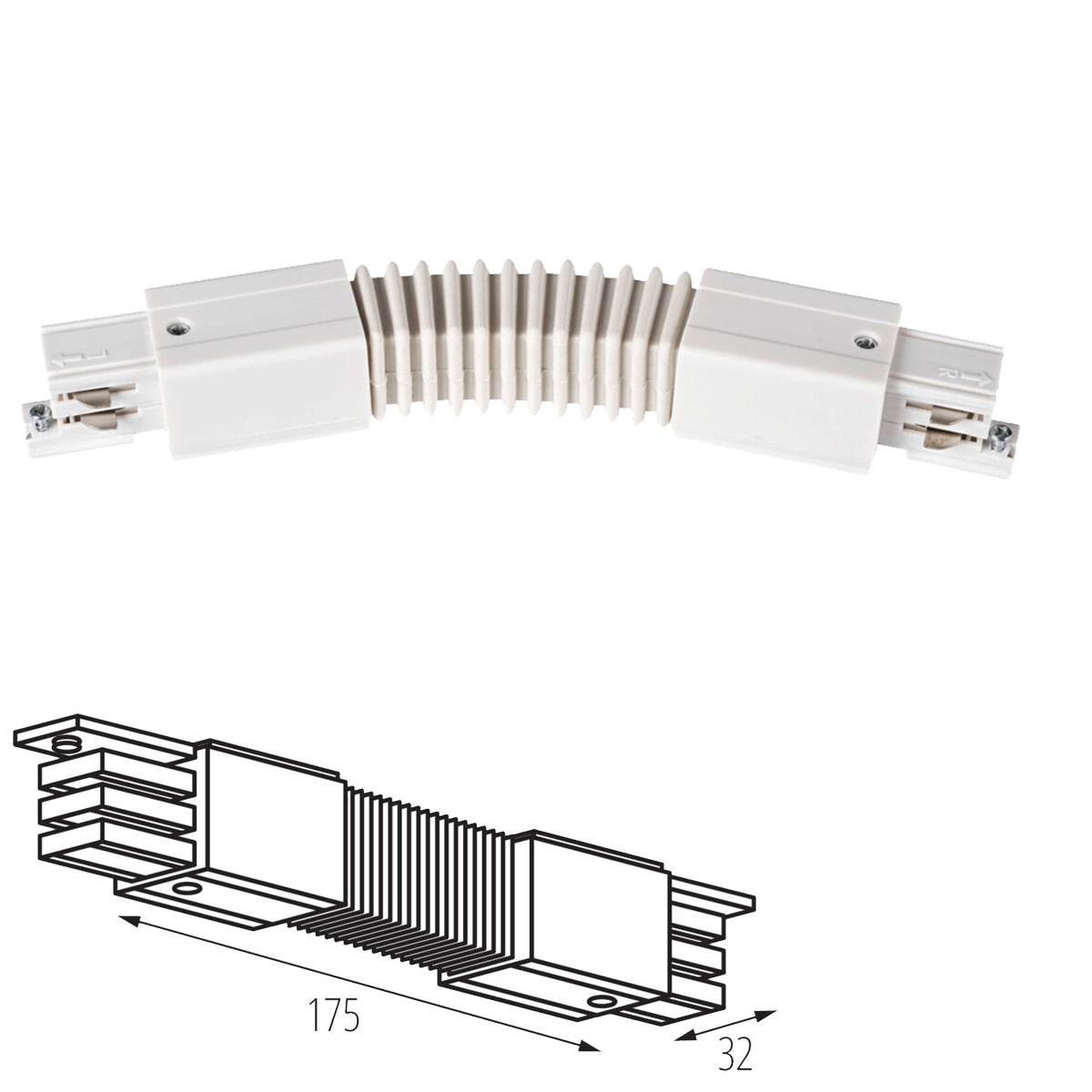 Kanlux TEAR N CON-I FLEX 3C 3 Circuit Soft Flexible Inline Track Power Connector