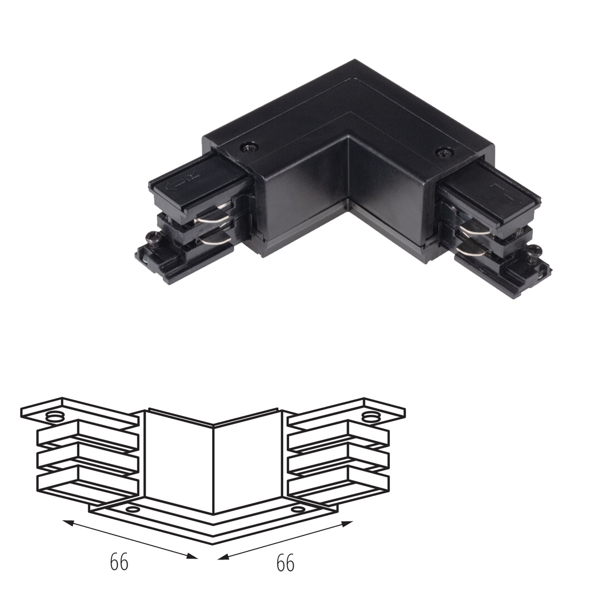 Kanlux TEAR N CON-L RL L Shape Angle Power Right & Left 3C 3 Circuit Track Rail Connector