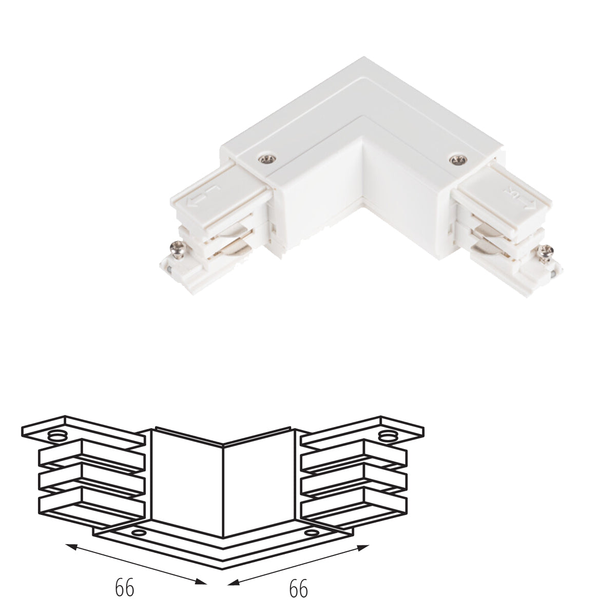 Kanlux TEAR N CON-L LR L Shape Angle Power Left & Right Direction 3C 3 Circuit Track Rail Connector