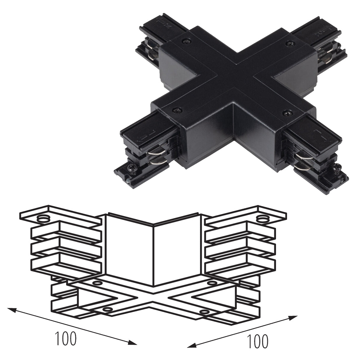 Kanlux TEAR N CON-X Branched Type X Shape 3C 3 Circuit Track Rail Power Connector