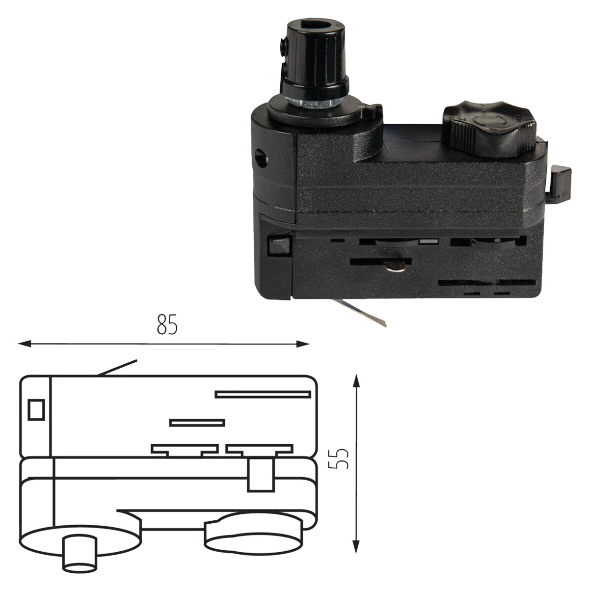 Kanlux TEAR N PADAPTOR Electrical Power Adapter 3C 3 Circuit Hanging Pendant Track Rail