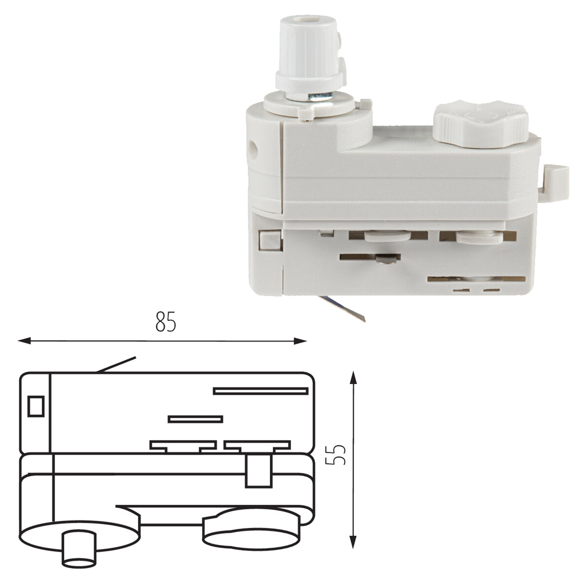 Kanlux TEAR N PADAPTOR Electrical Power Adapter 3C 3 Circuit Hanging Pendant Track Rail