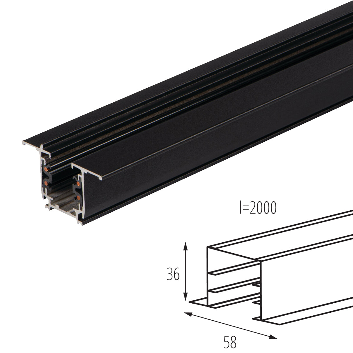 Kanlux TEAR N R-TR 2M Recessed Ceiling Mounted 3C 3 Circuit Track Rail Length