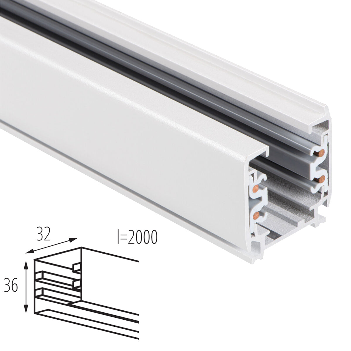 Kanlux TEAR 2M 3 Circuit Track Rail System - Designed for Creative Retail or Residential Applications