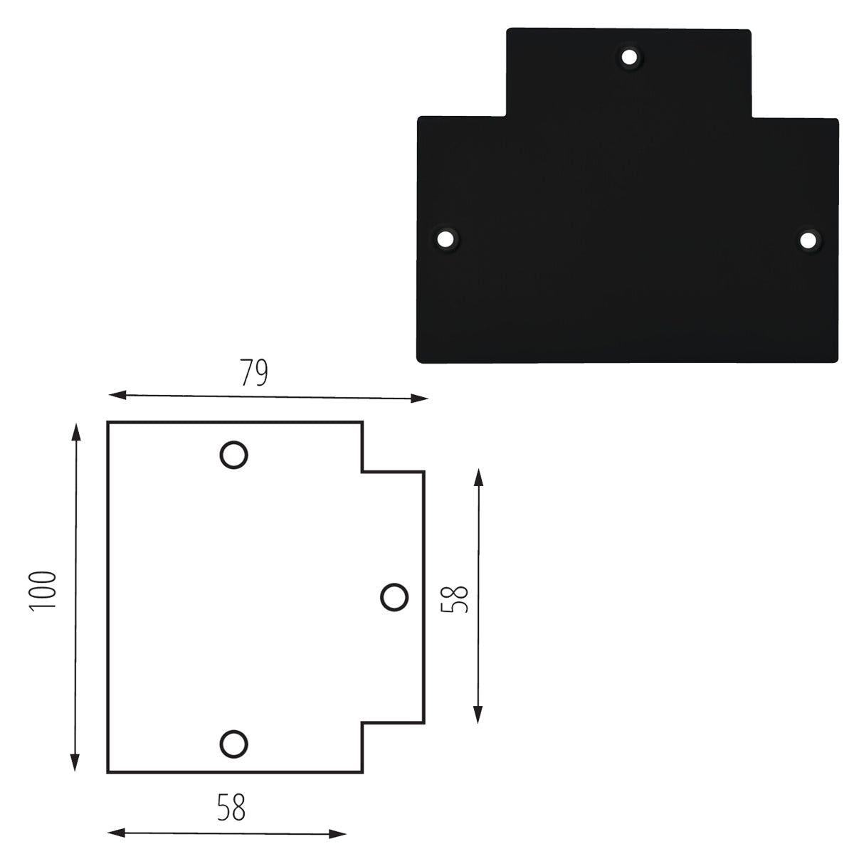 Kanlux TEAR N RC-CON-T 3C 3 Circuit Recessed T Shape Track Connector Cap Accessory (Pack of 10)