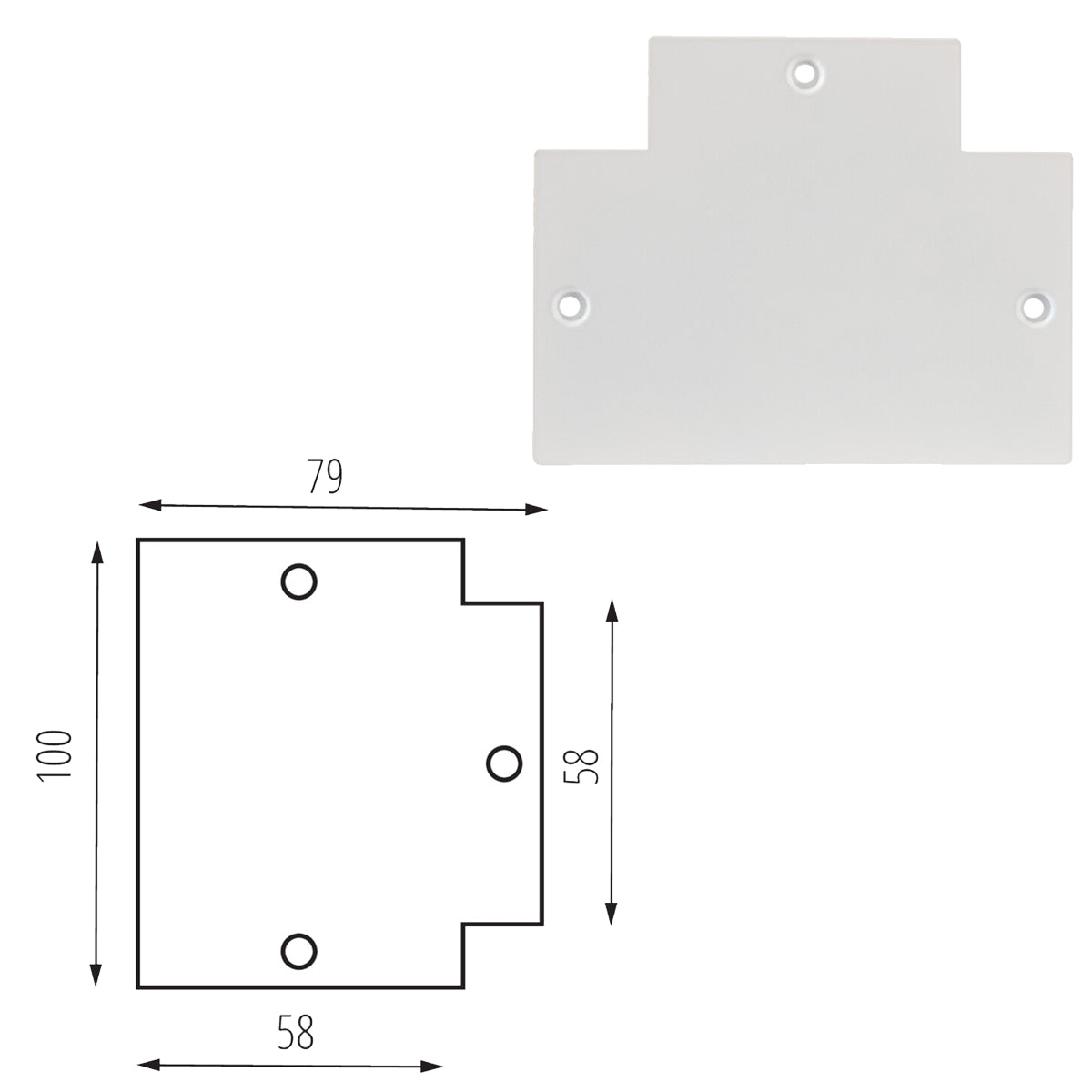 Kanlux TEAR N RC-CON-T 3C 3 Circuit Recessed T Shape Track Connector Cap Accessory (Pack of 10)