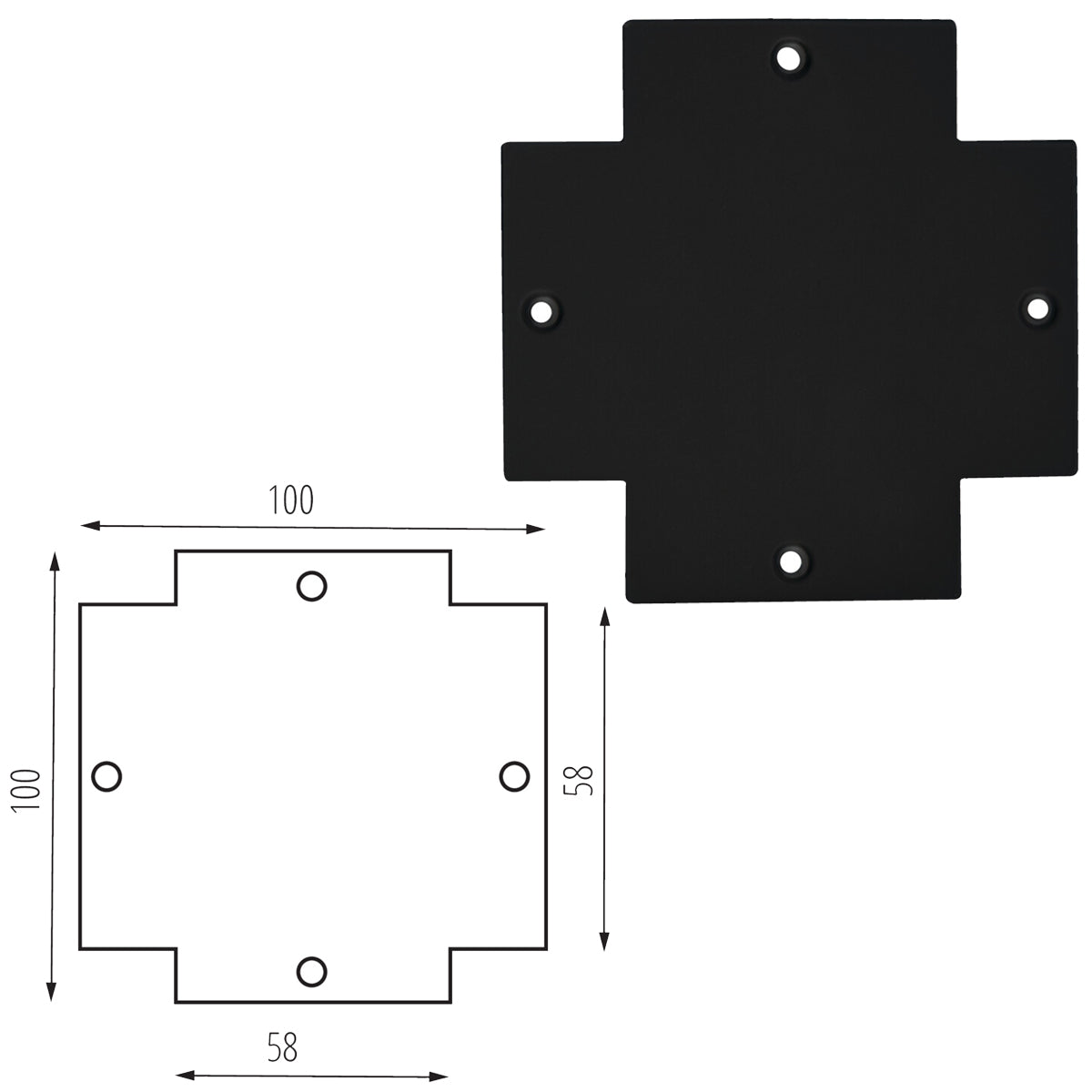 Kanlux TEAR N RC-CON-X 3C 3 Circuit Recessed X Shape Track Connector Cap Accessory (Pack of 10)