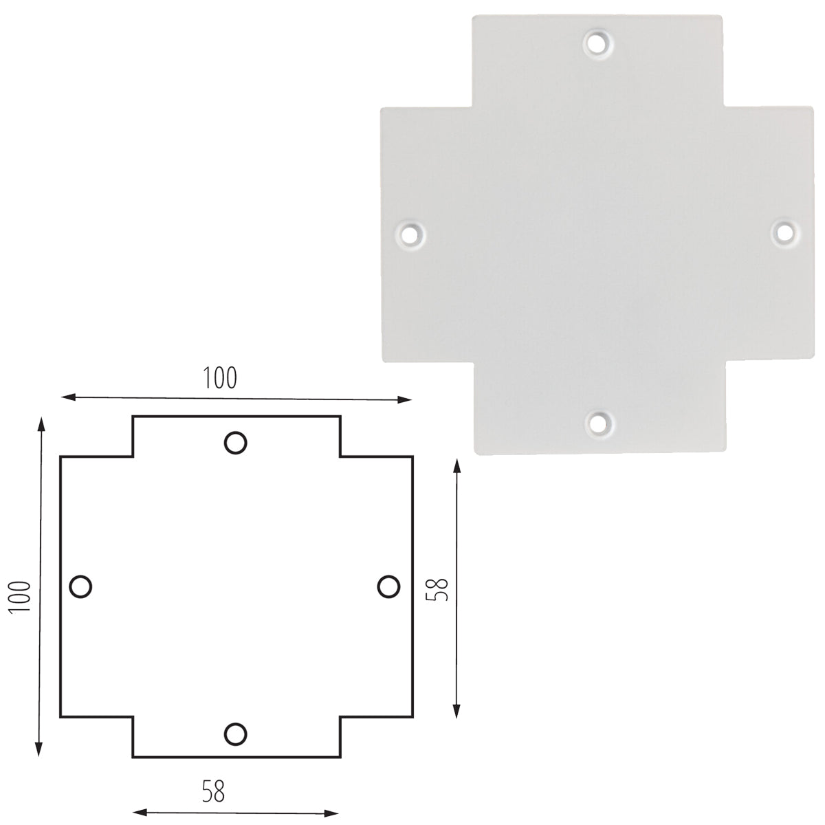 Kanlux TEAR N RC-CON-X 3C 3 Circuit Recessed X Shape Track Connector Cap Accessory (Pack of 10)