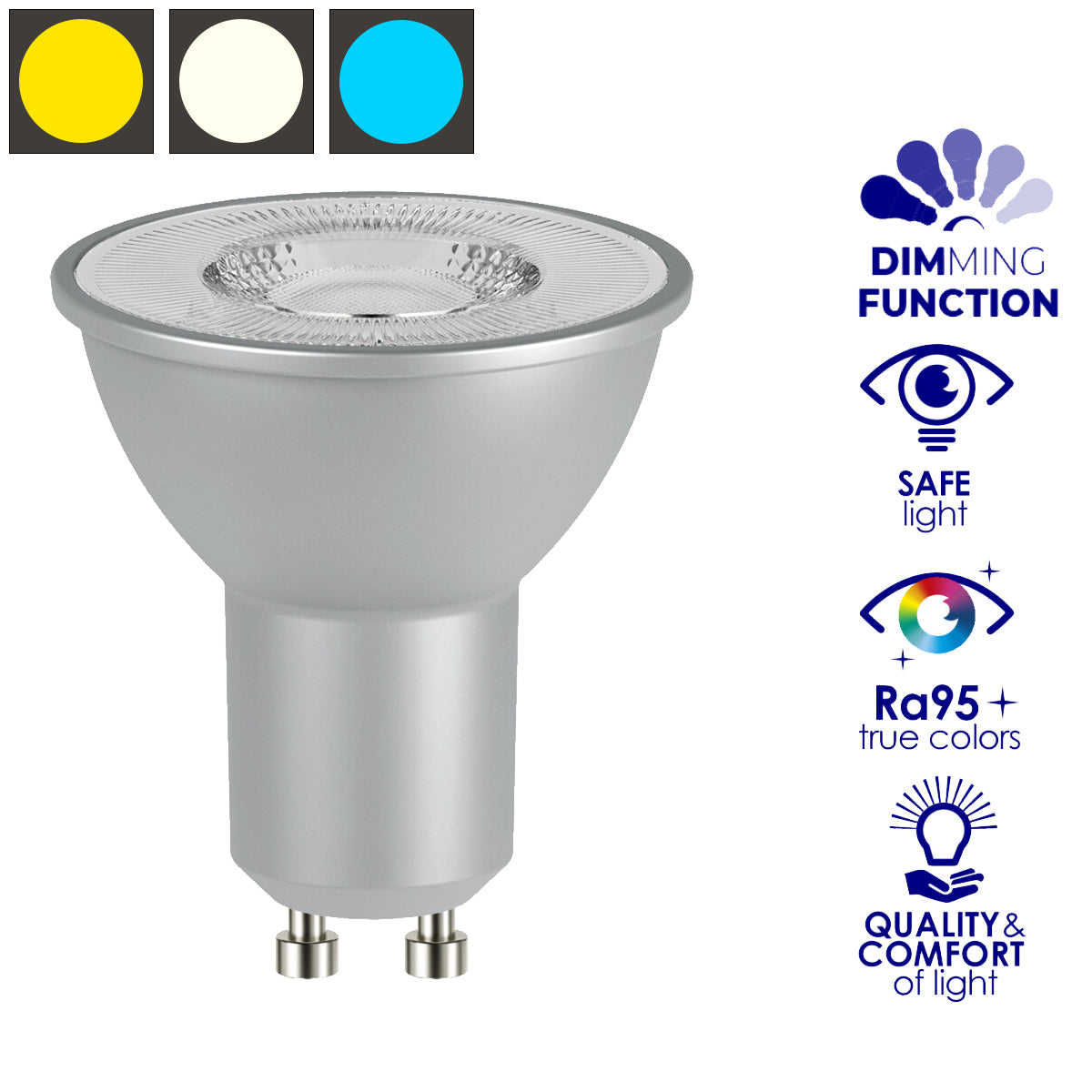 Kanlux IQ-LED GU10 7W Dimmable LED Light Bulb - Professional & Wide Angle 120 Degree