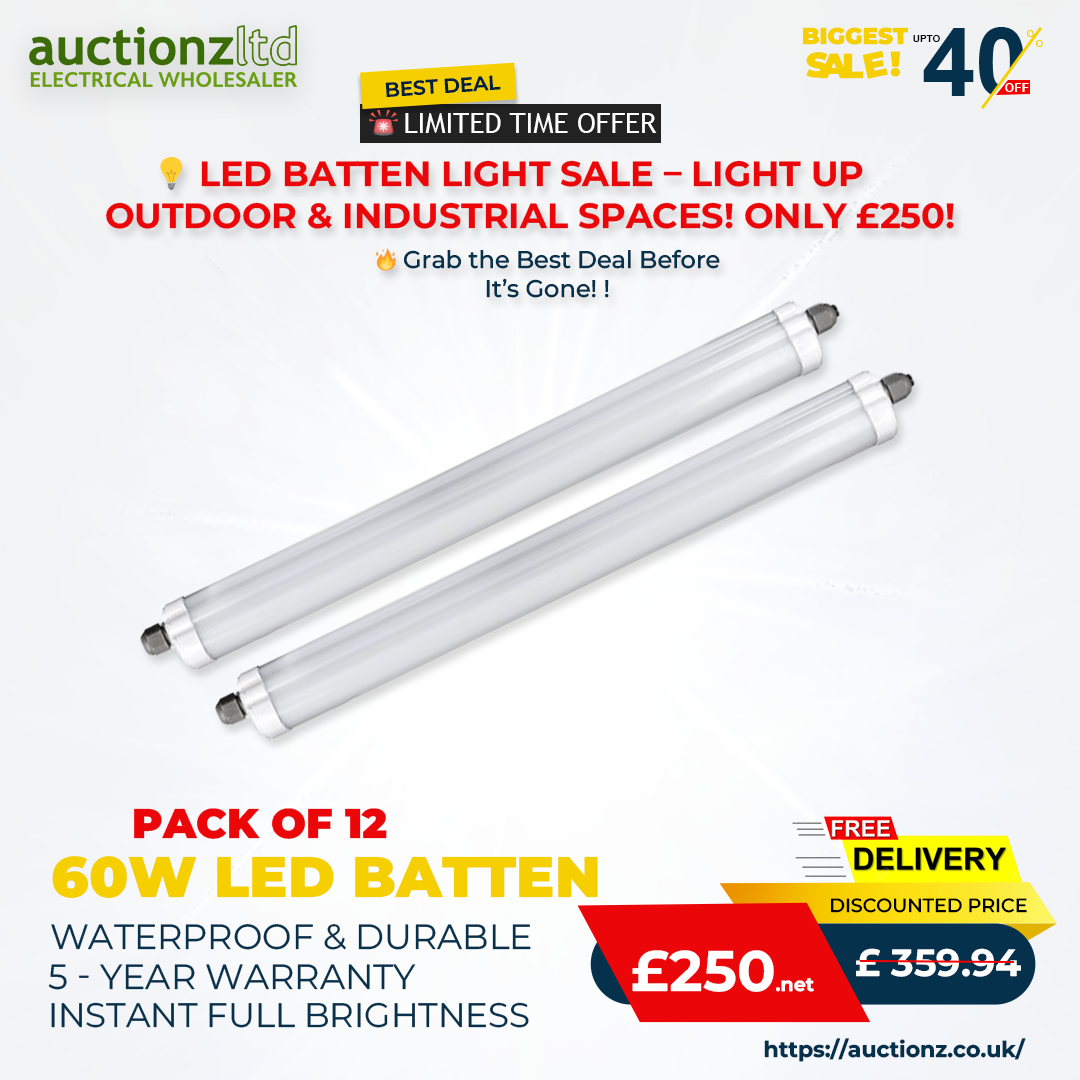 Special Offer – Limited Time Only! PACK OF 12 - V-TAC 60W Waterproof LED Batten Light Fitting 6ft 180cm Replaces Florescent Tubes & Non Corrosive - Samsung Chip 6400K for Outdoor, Industrial & Garage Spaces