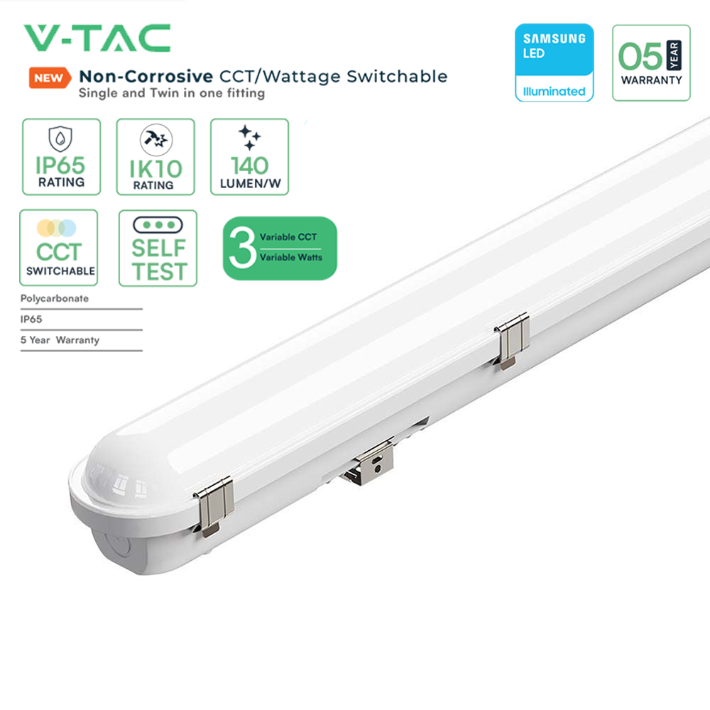 VTAC VT-41004 LED Batten Fitting Series - 20W/25W/30W - Multiple Sizes Available - With Sensor & Emergency Options - Commercial Non Corrosive Tube Light