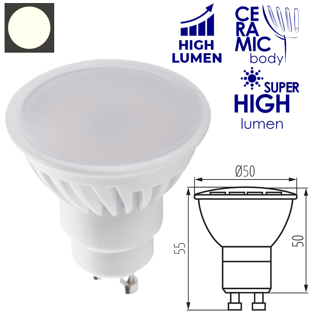 Kanlux TEDI MAXX 9W LED GU10 Spot Light Bulb Super Powerful Bright High Lumen 900lm Ceramic Body