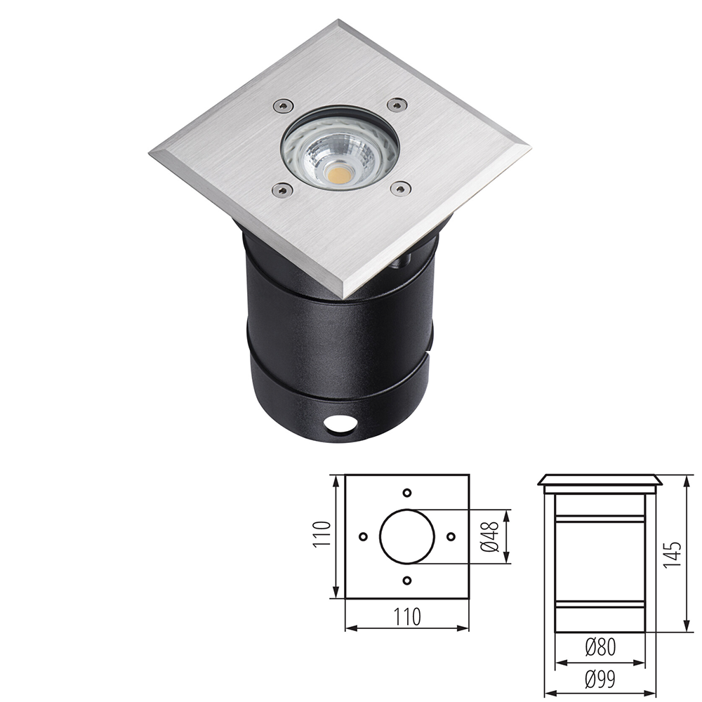 Kanlux BERG DL 10W GU10 LED IP67 Outdoor Ground Lighting Fixture