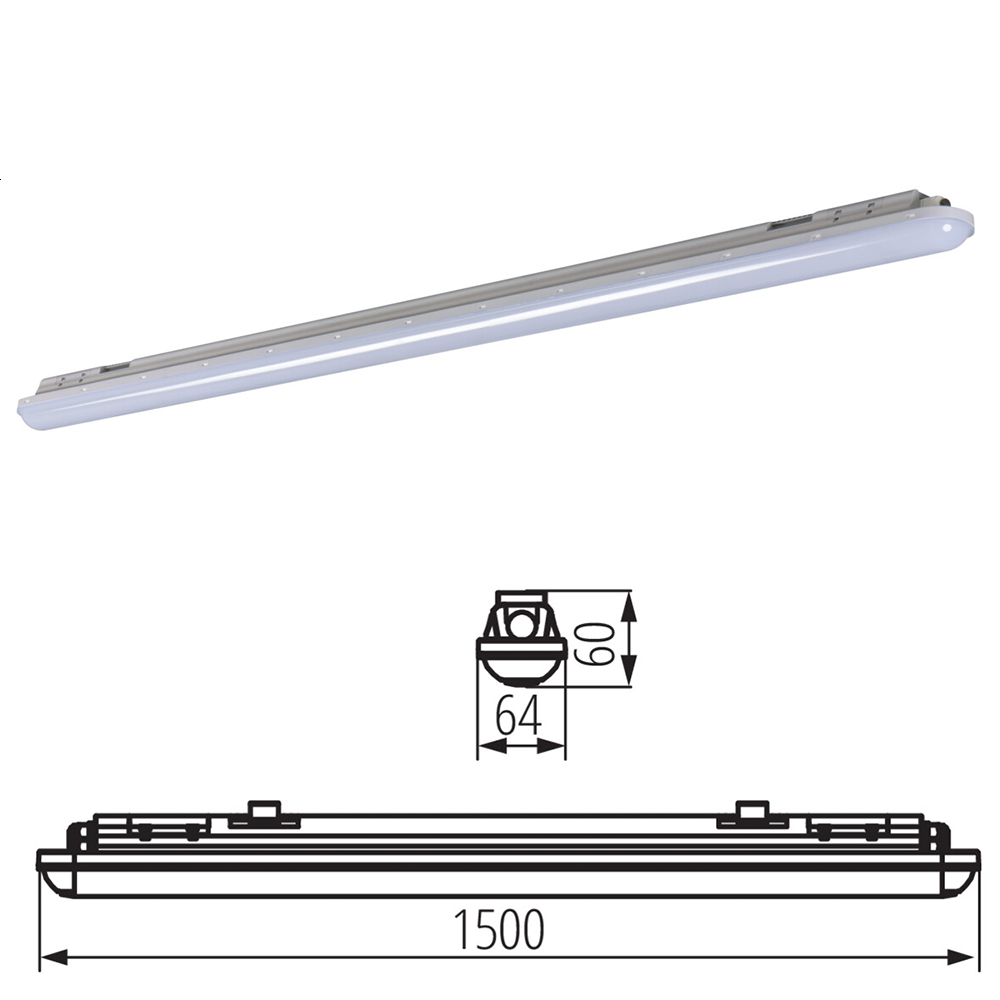 Kanlux 5ft 48W Non Corrosive IP65 LED Commercial Dustproof & Waterproof Batten Light – Indoor or Outdoor Use - Neutral White