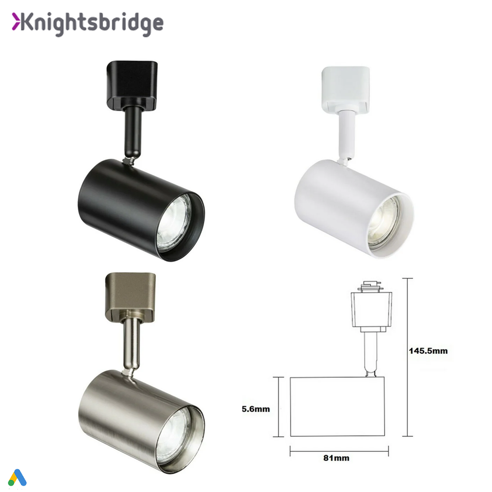 Knightsbridge GU10 LED Mains Powered Single Circuit Spot Bar Downlight Track Adjustable Light