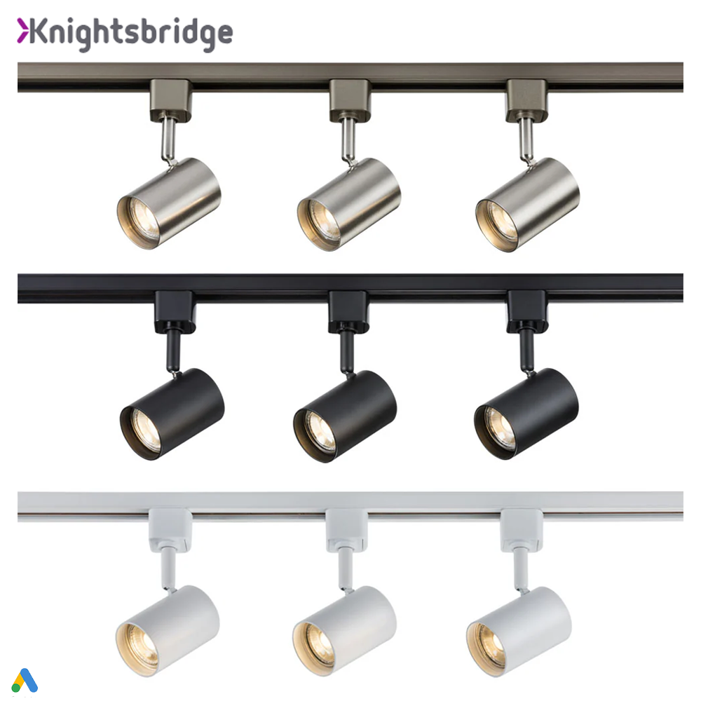 Knightsbridge 1 Metre 3 Adjustable Single Circuit Spotlight Track Light Kit