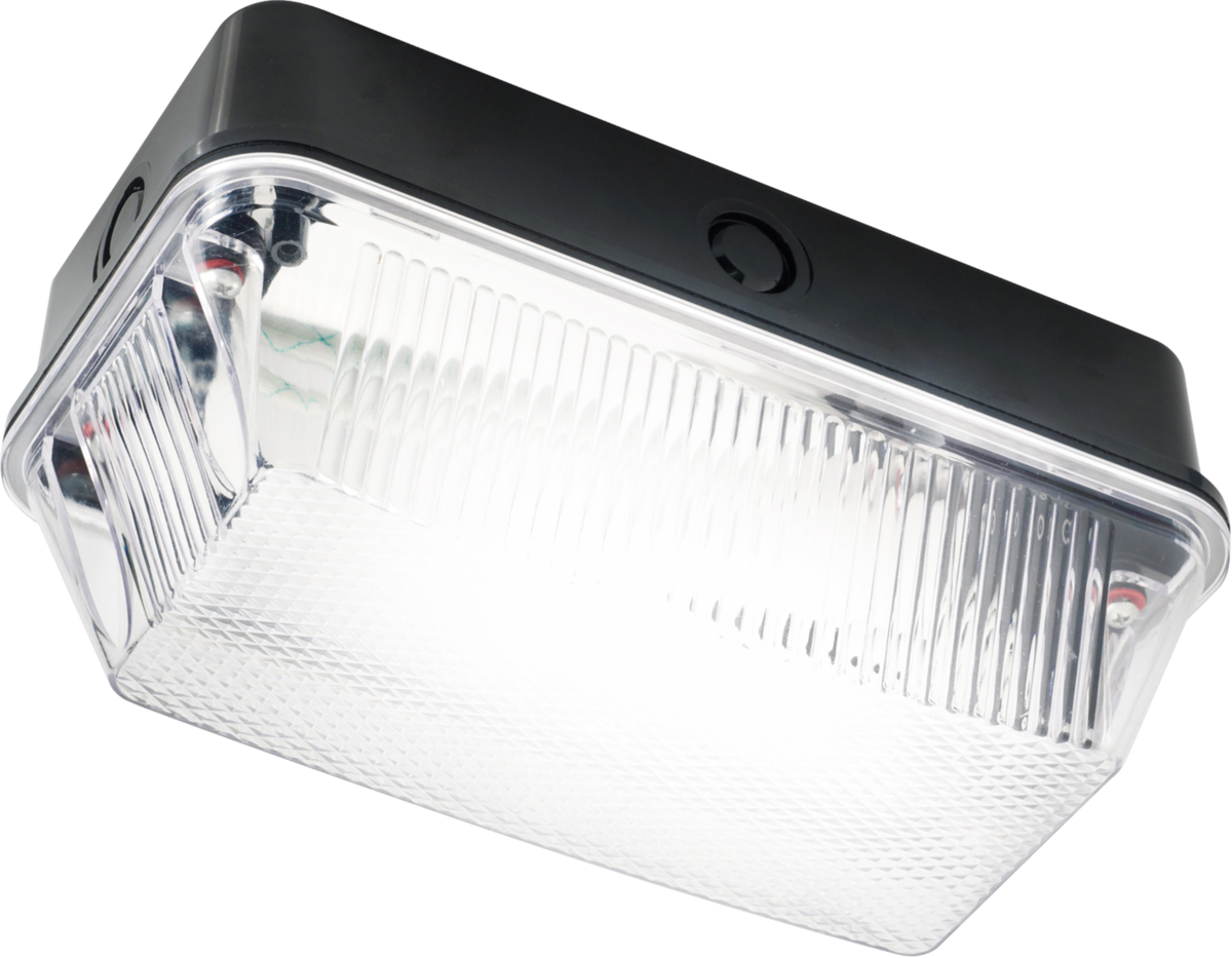 Knightsbridge 230V IP65 100W (BC) B22 Bulkhead with Clear Prismatic Diffuser and Aluminium Base