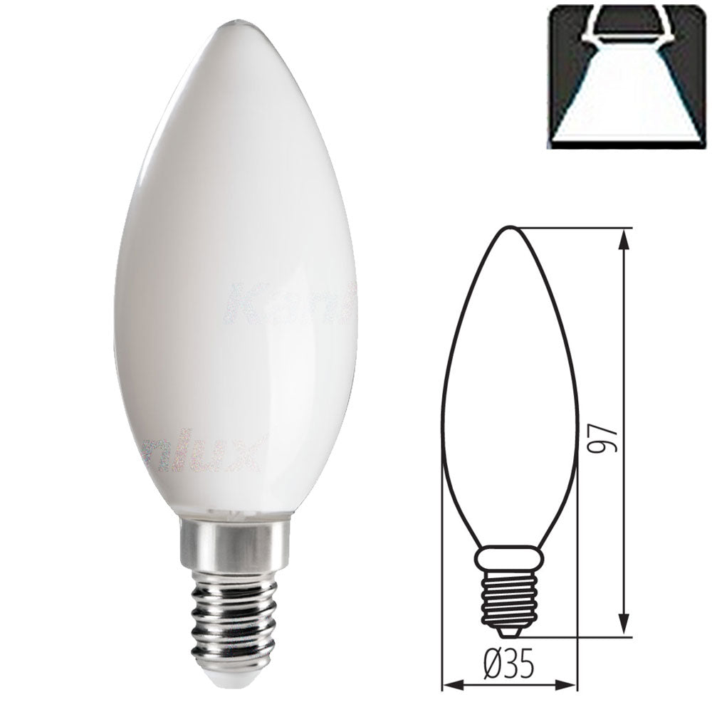 Kanlux XLED C35 E14 6W LED Filament Frosted Milky Candle Light Bulb Lamp