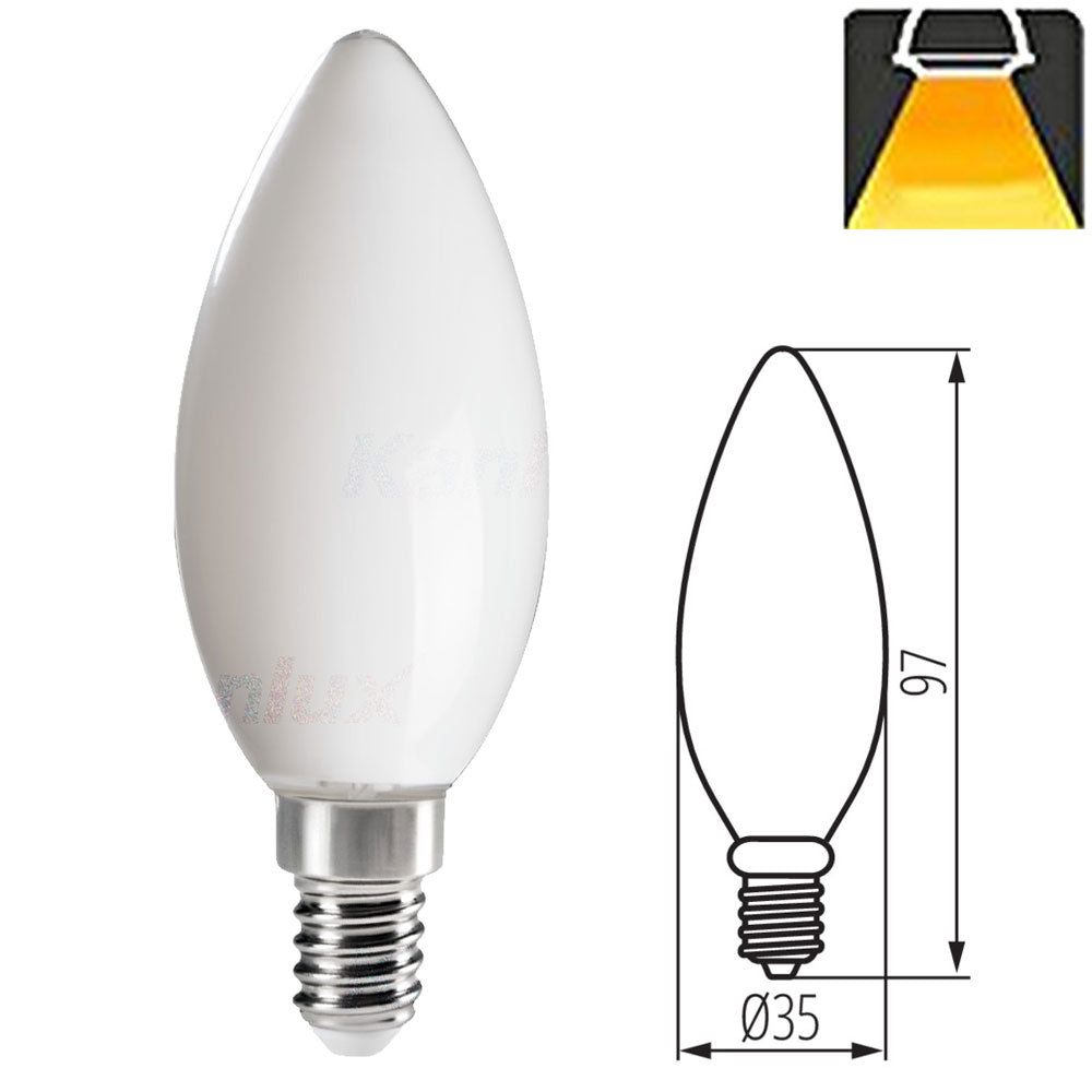 Kanlux XLED C35 E14 6W LED Filament Frosted Milky Candle Light Bulb Lamp