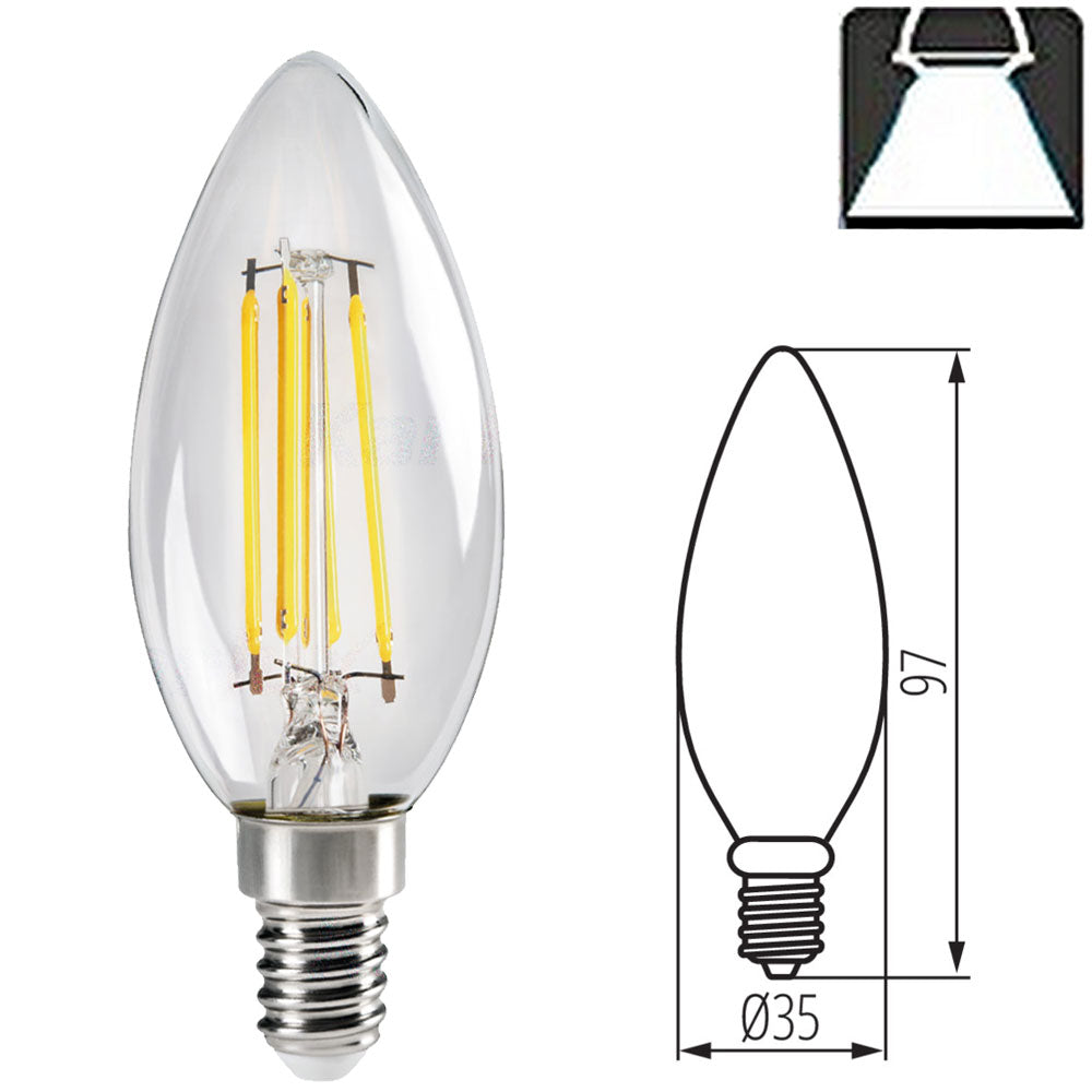 Kanlux LED Candle Light Bulb Clear Glass Filament Frosted Warm White Cool White