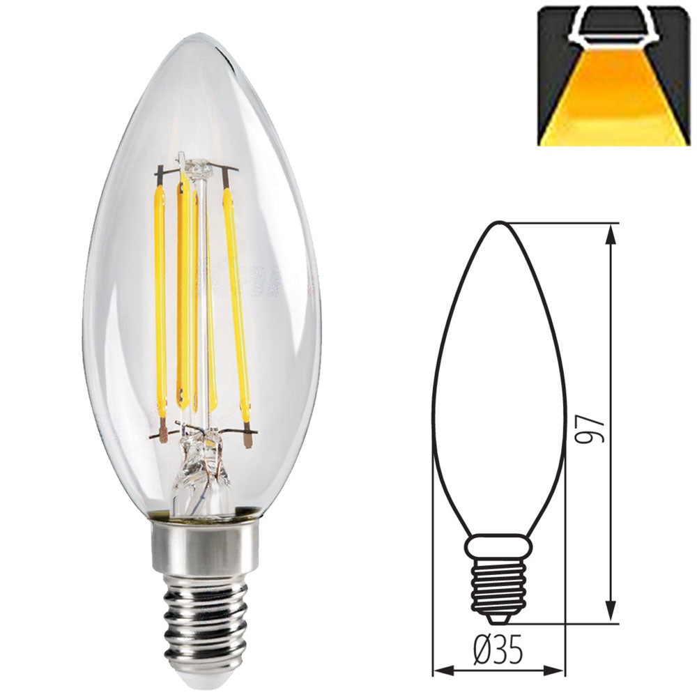 Kanlux LED Candle Light Bulb Clear Glass Filament Frosted Warm White Cool White