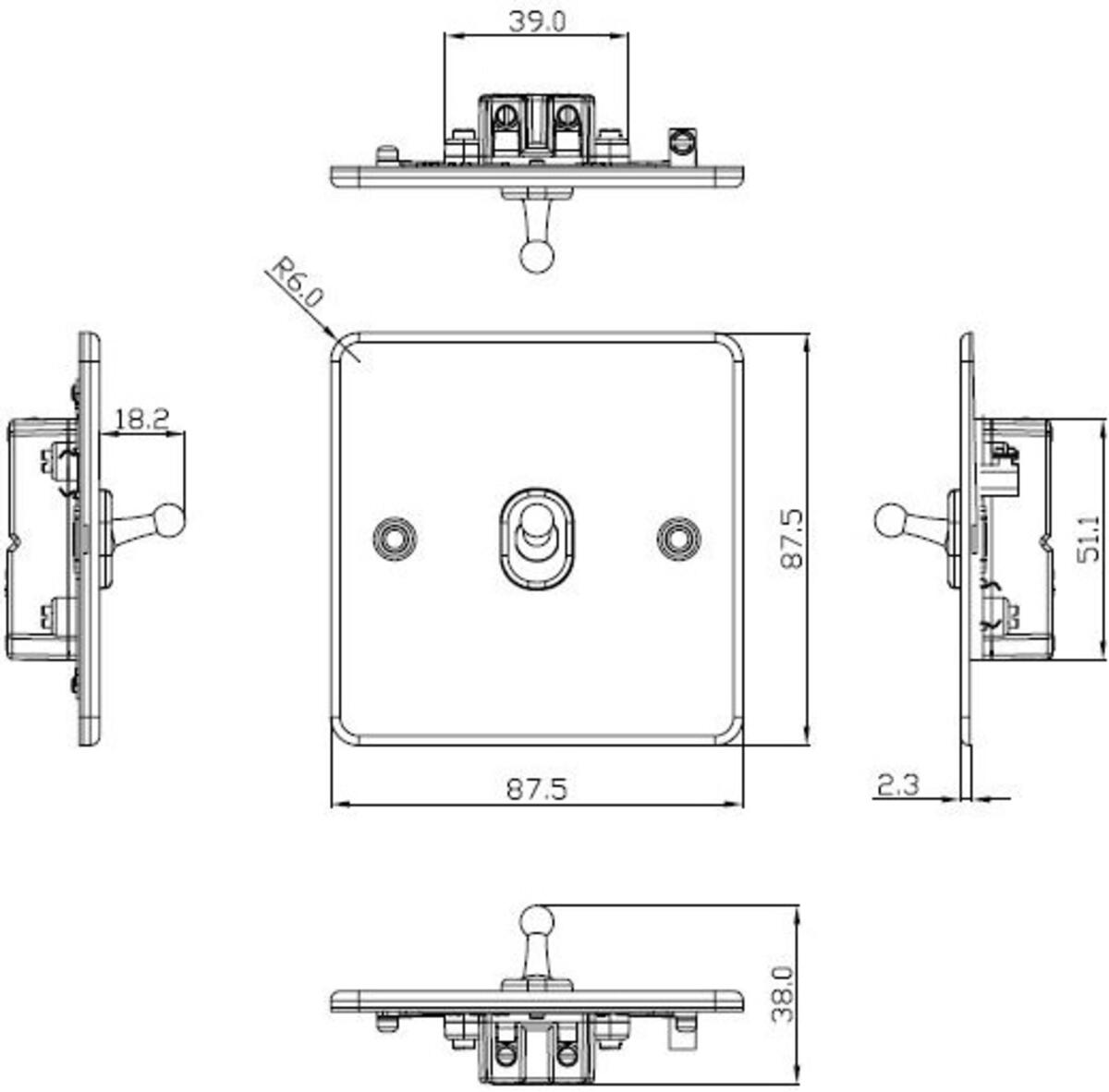 Knightsbridge Screwless 10AX 1G Intermediate Toggle Switch