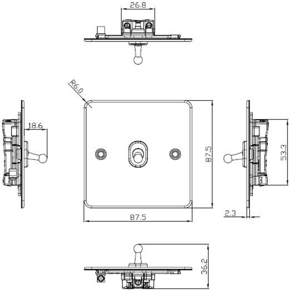 Knightsbridge Screwless 10AX 1G Single Gang 2 Way Toggle Switch