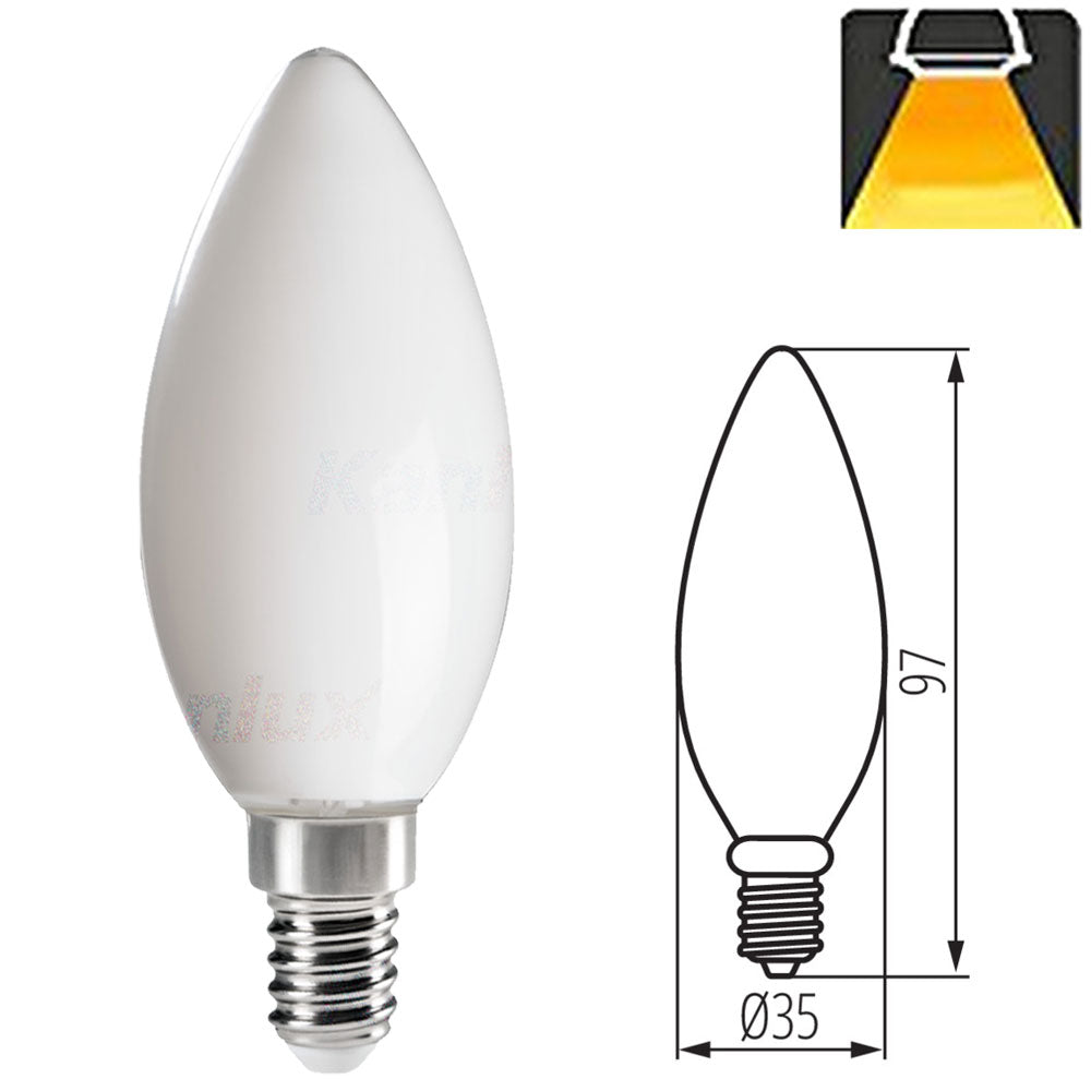 Kanlux LED Candle Light Bulb Clear Glass Filament Frosted Warm White Cool White