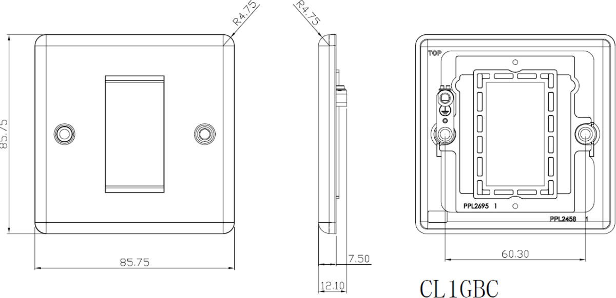 Knightsbridge Modular Faceplate - Rounded Edge 1G 2G 4G