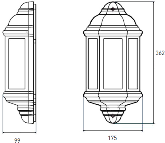 Knightsbridge IP54 8W LED Wall Half Lantern Outside Light Security Garden Porch Traditional