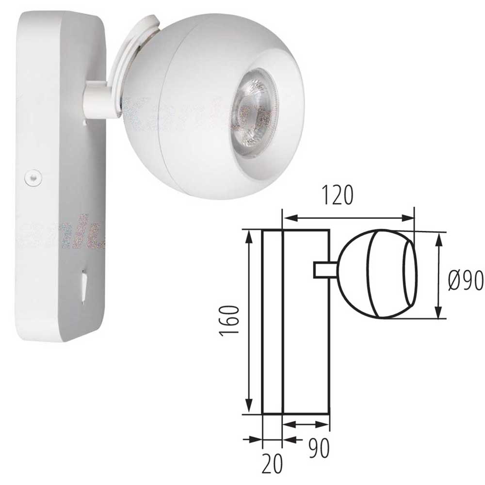 Kanlux Galoba GU10 LED Single Spot Point Adjustable Wall Light Bedroom Night Reading