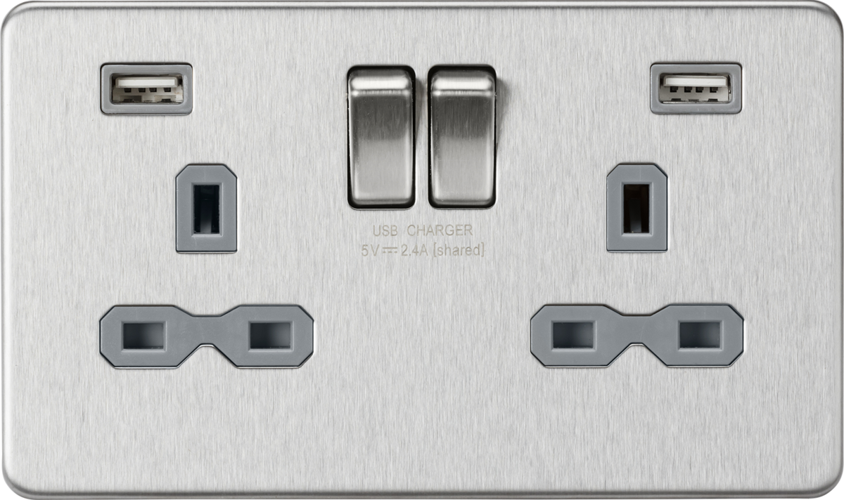 Knightsbridge 13A 2G switched socket with Dual USB charger A + A 2.4A