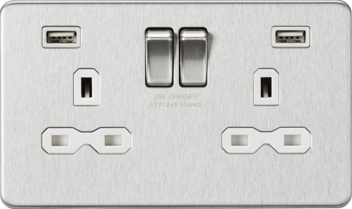 Knightsbridge 13A 2G switched socket with Dual USB charger A + A 2.4A