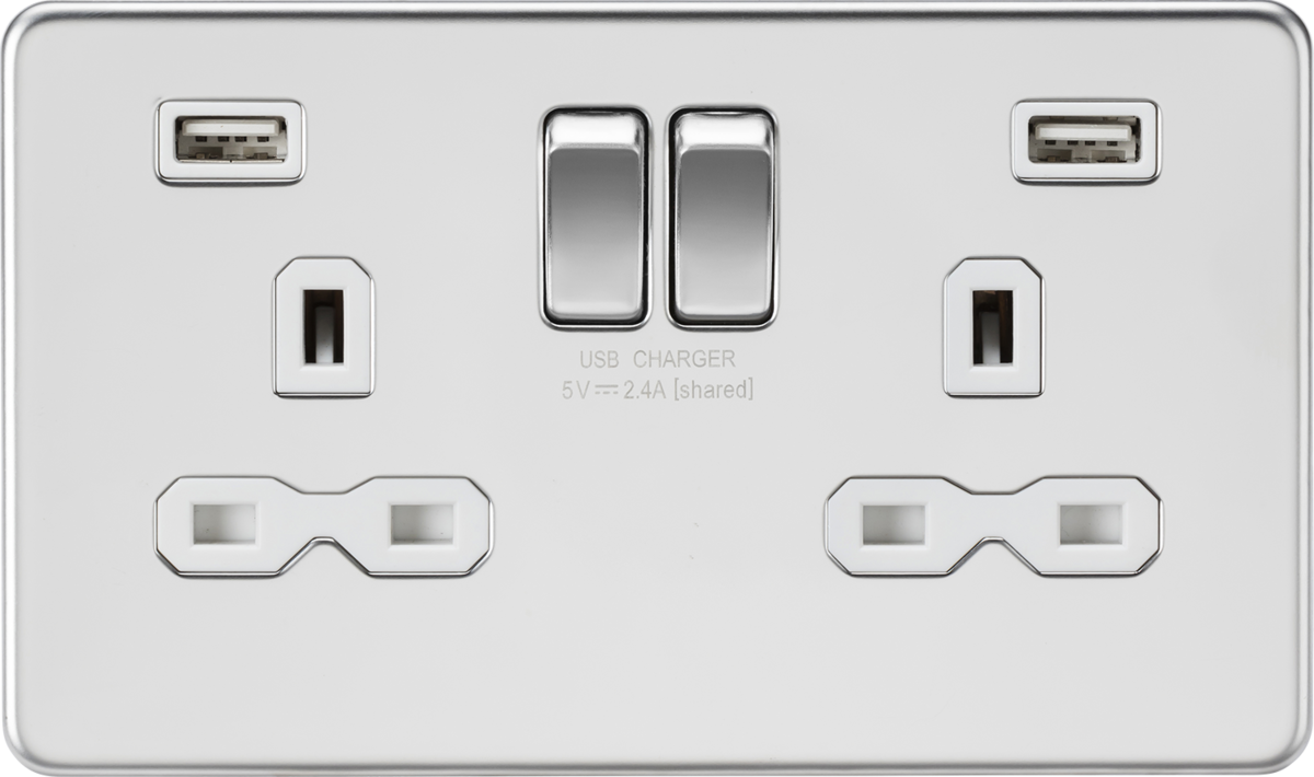 Knightsbridge 13A 2G switched socket with Dual USB charger A + A 2.4A