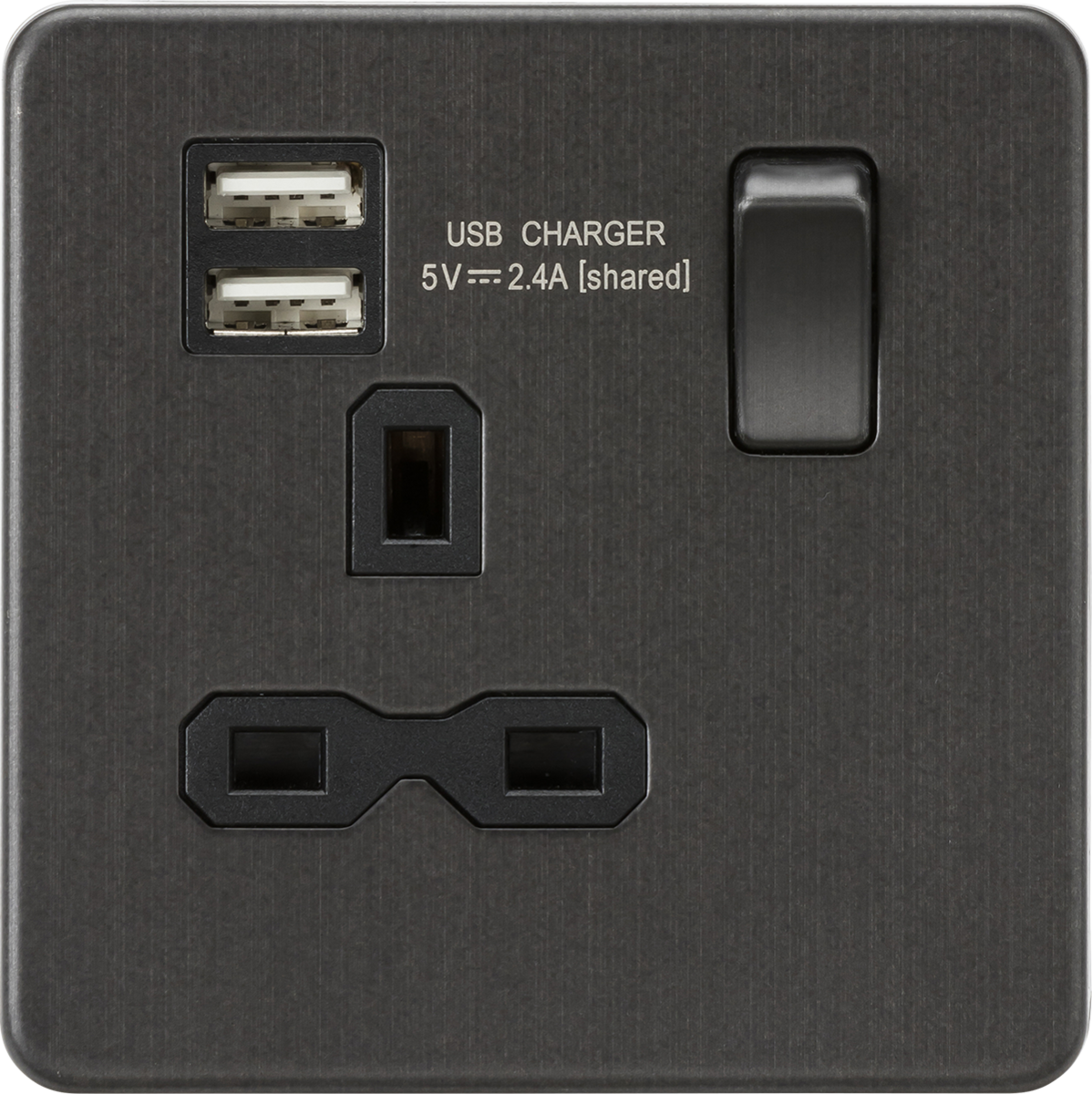 Knightsbridge Screwless 13A 1G switched socket with dual USB Charger 2.4A